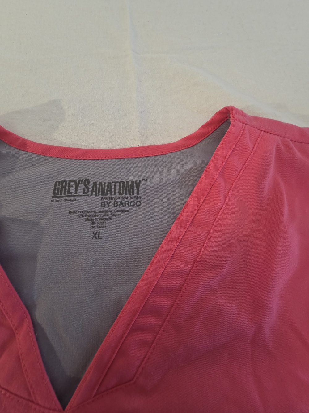Srub Top -Grey's Anatomy Women's Pink V-Neck. Small Spot, See Picture. - Picture 2 of 7